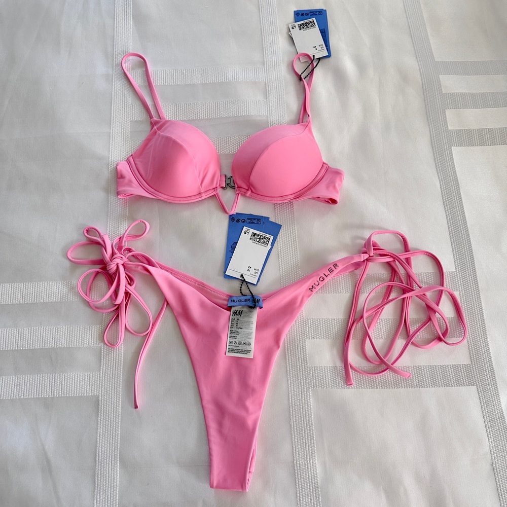 NWT baby hot pink H&M and Mugler underwire bikini set. Can sell separately.